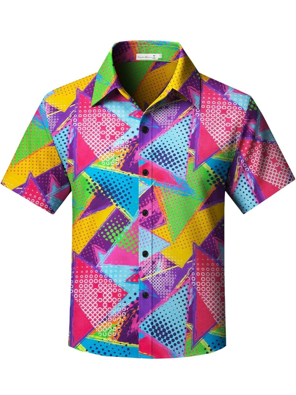 Kids' Short-Sleeve Button-Down Shirt - Bright Multicolor Geometric Print